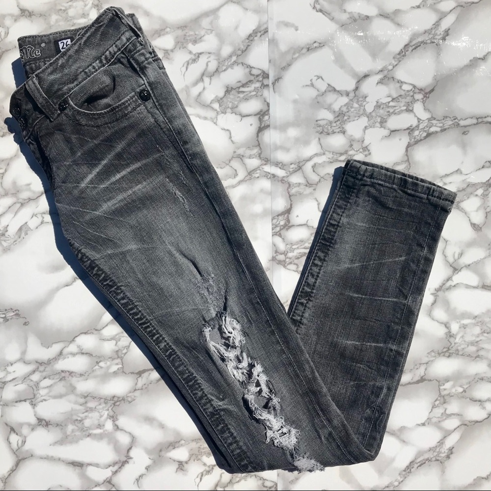 Miss Me Grey Distressed Skinny Jeans